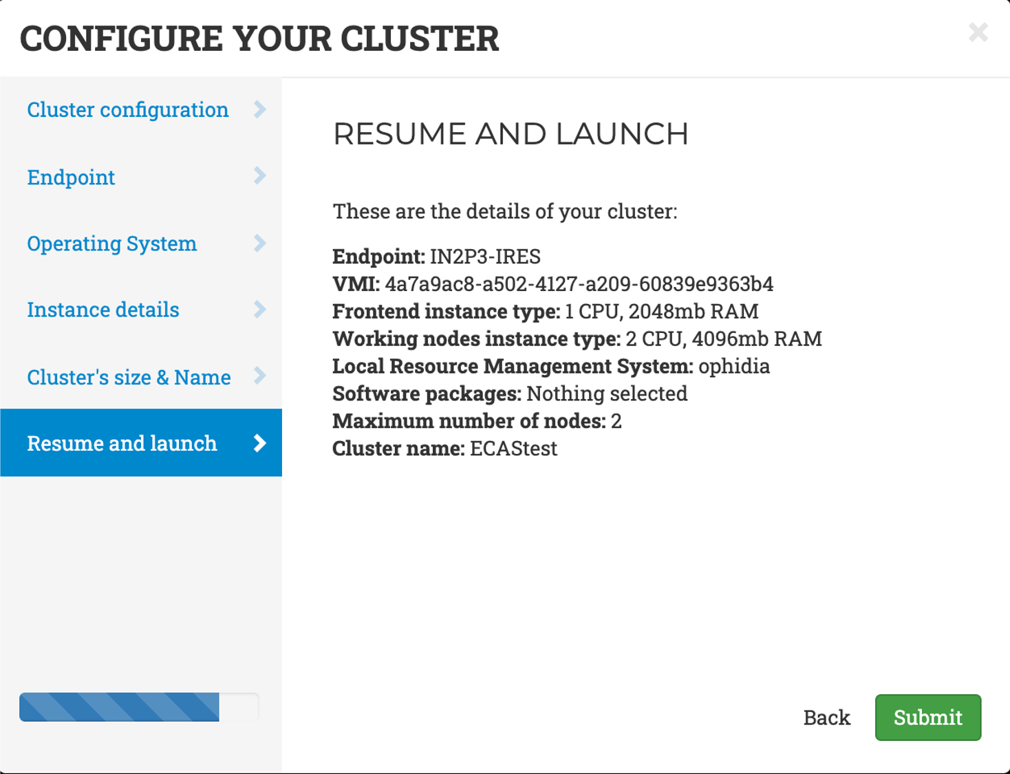 Cluster summary