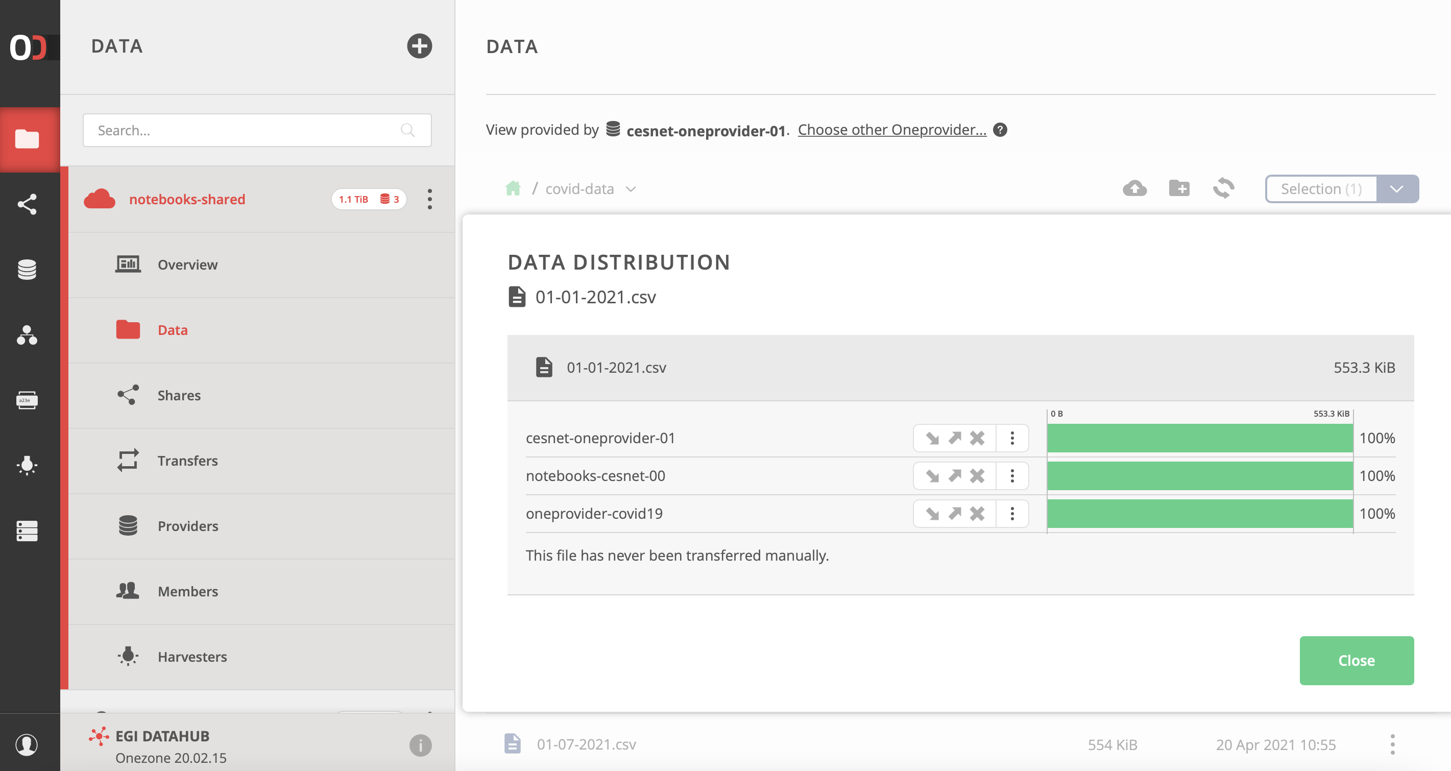 Viewing file distribution over the Oneproviders