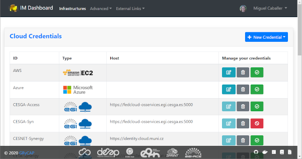 List of Cloud Credentials