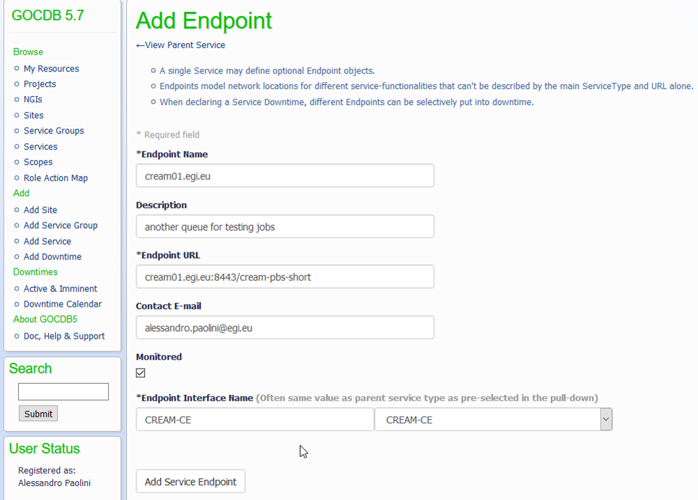 Adding and endpoint