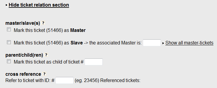 Ticket relation section