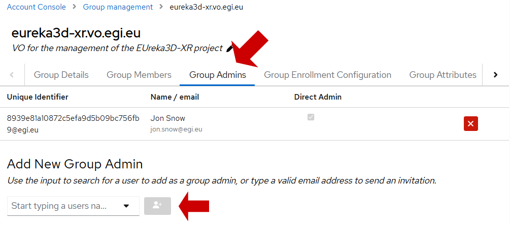 Add new group admin