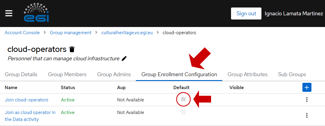 Default group enrolments