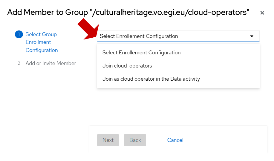Select enrolment configuration