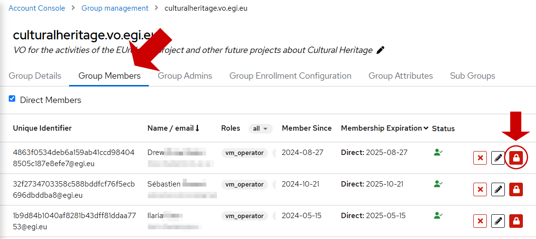 Suspend user membership