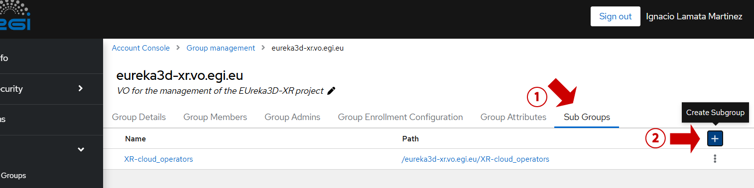 Create subgroup from Sub Groups menu