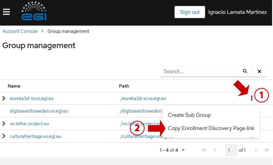 Copy Enrolment Discovery Page link
