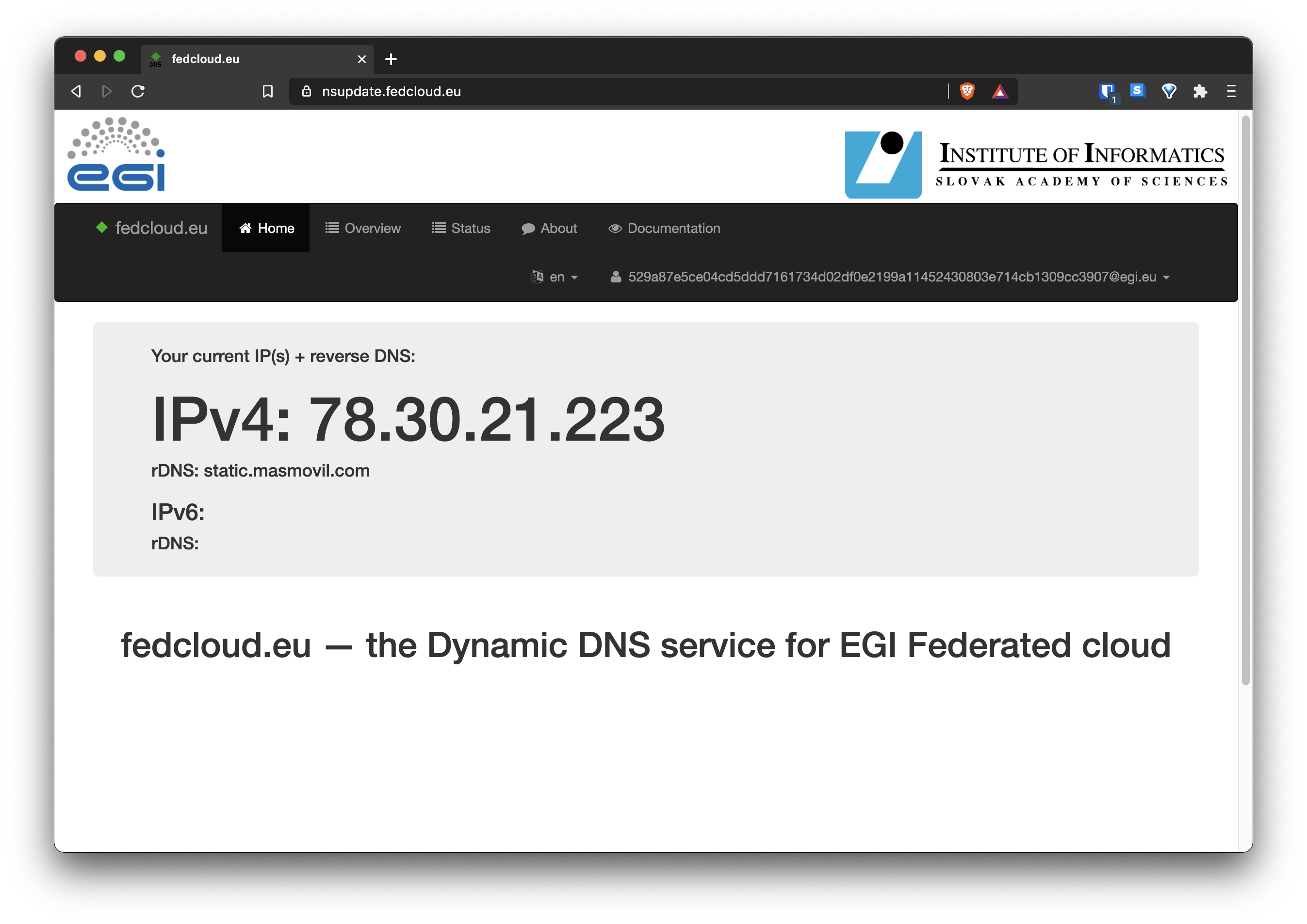 Dynamic DNS front page