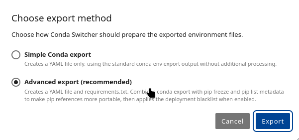 Export method