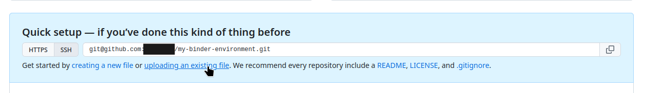 Upload existing file