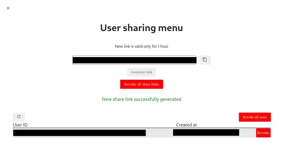 user sharing user list